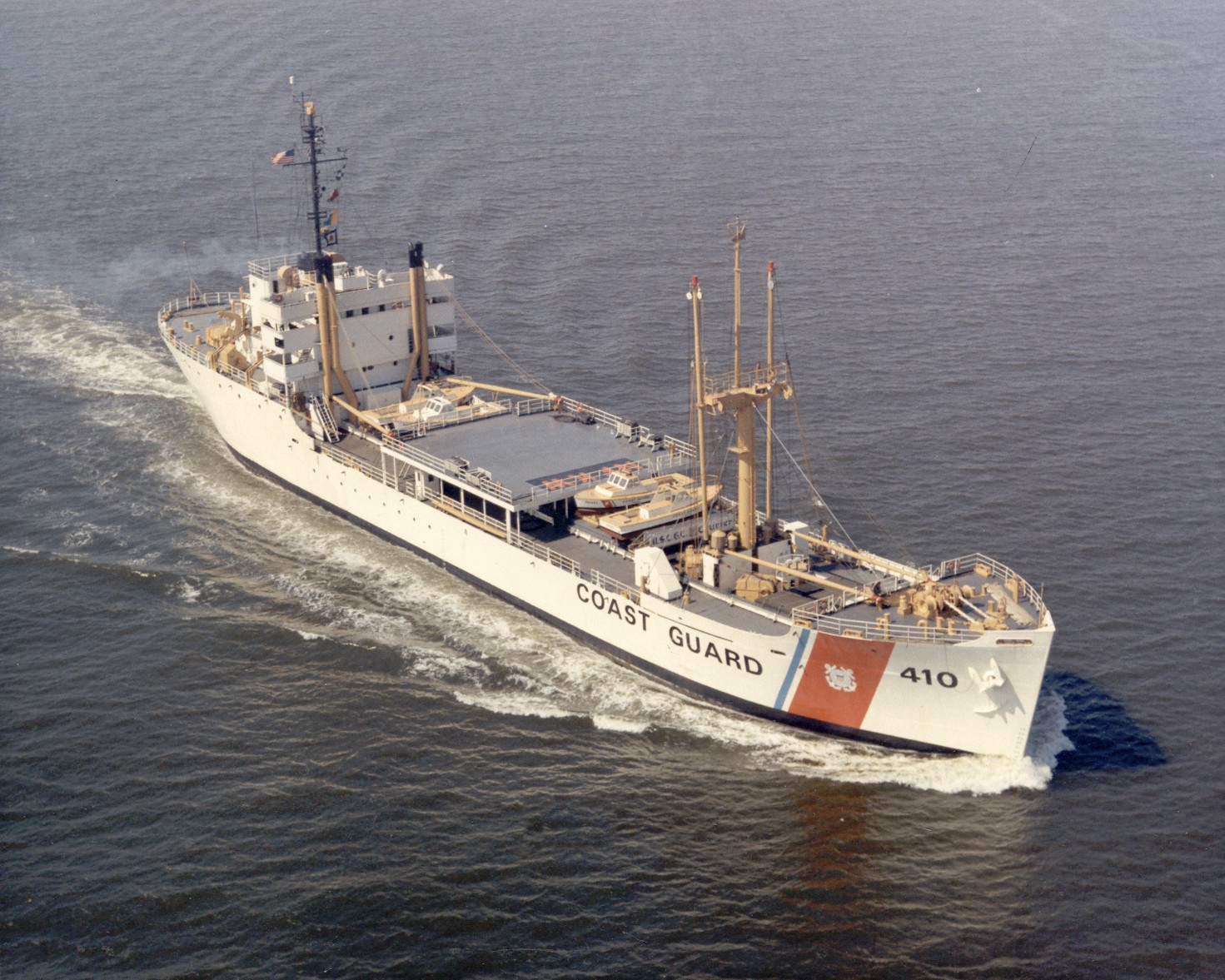 After its service as a VOA floating transmitter, Coast Guard Courier became Coast Guard Reserve training ship WTR-410, stationed at Training Center Yorktown. (U.S. Coast Guard)