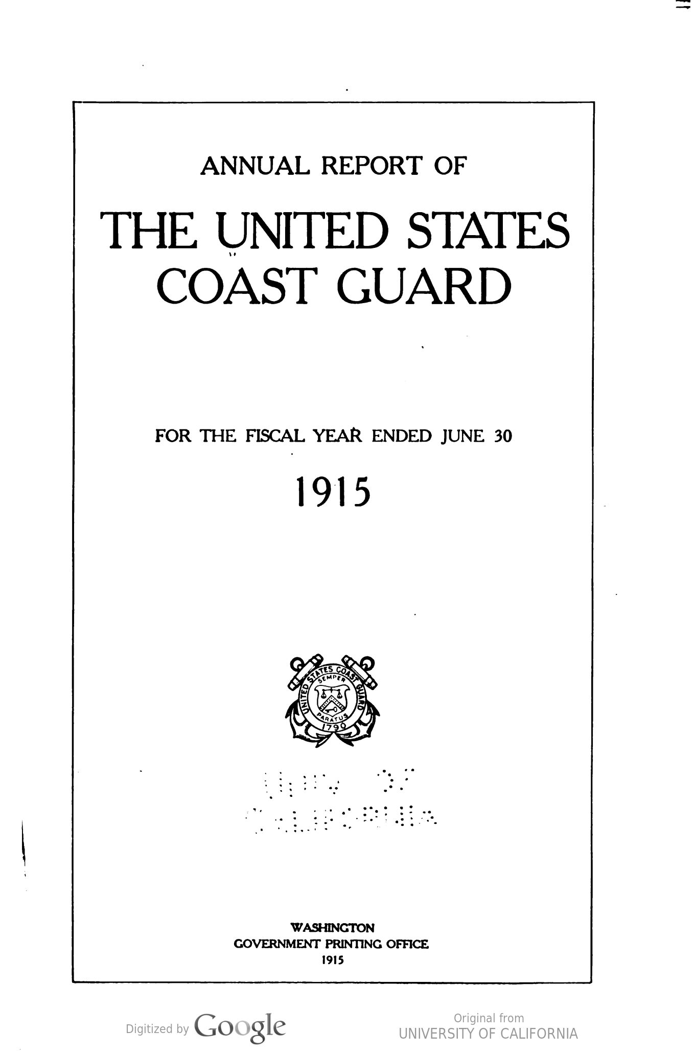 1915 Coast Guard fiscal report