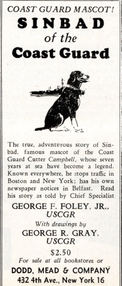 9.	Advertisement for Sinbad’s biography listed in the February 1946 issue of Coast Guard Magazine. (U.S. Coast Guard)