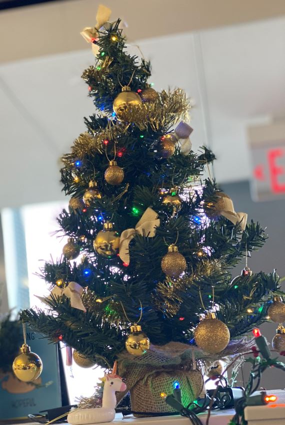A holiday tree at Coast Guard headquarters, Dec. 21, 2020.