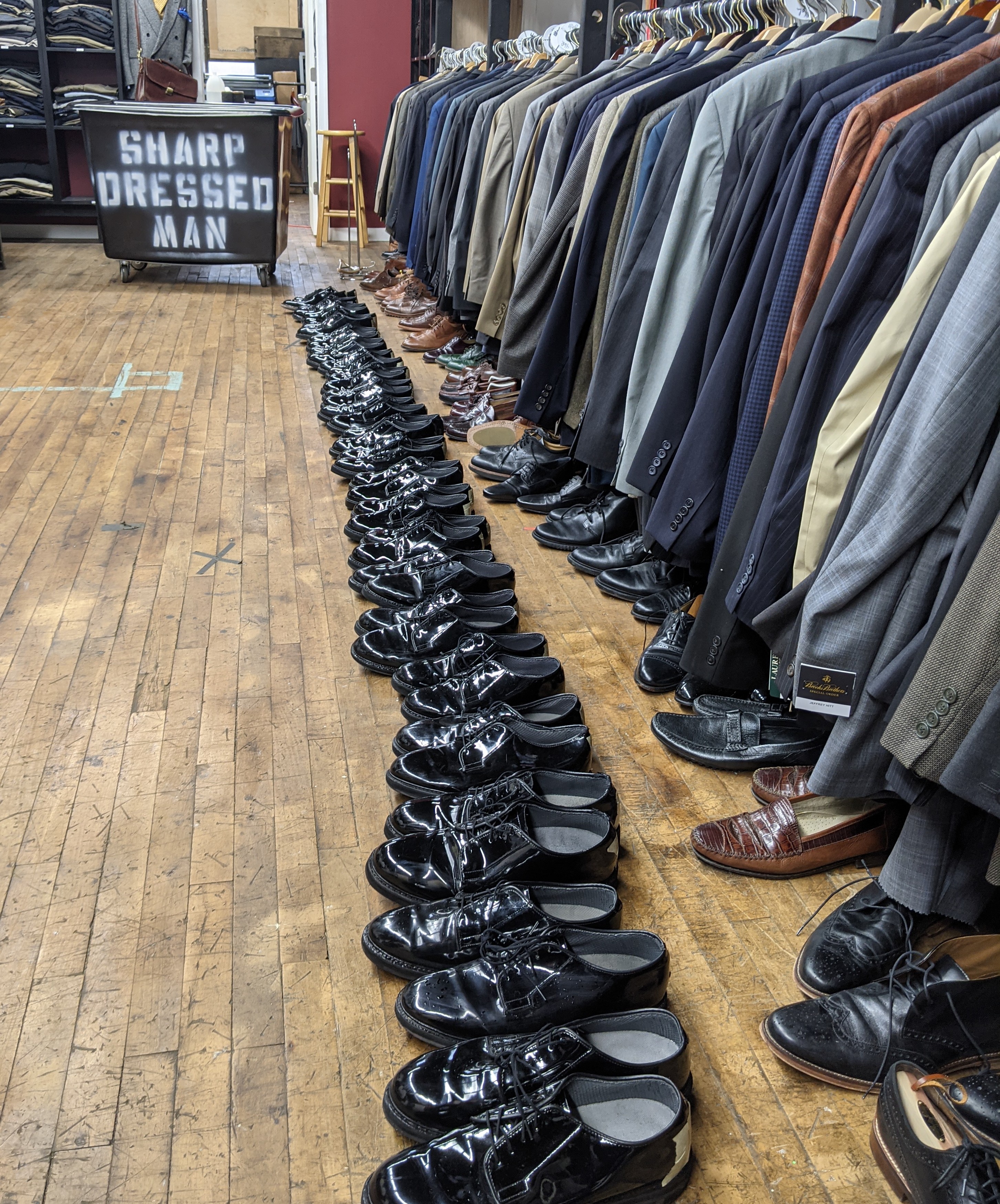 Two Honor Guard members donated dozens of gently used dress shoes to a local menswear clothing closet. 