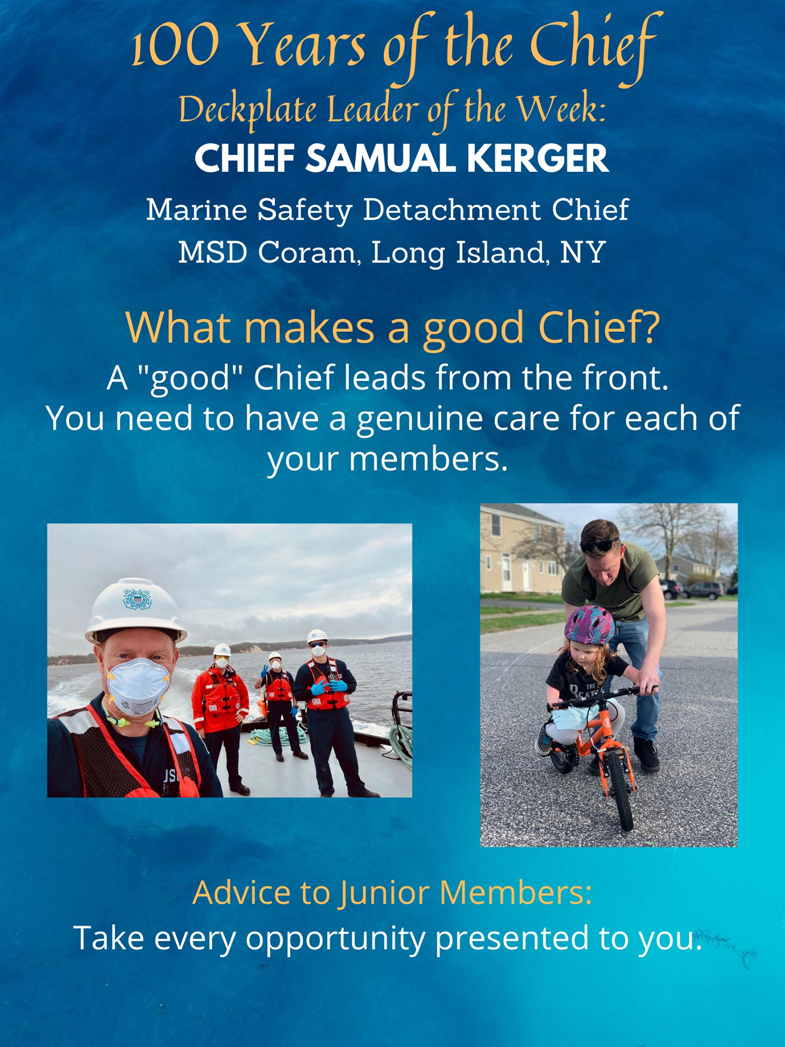 What makes a good Chief? A "good" Chief leads from the front. You need to have a genuine care for each of your members. 