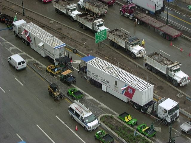 Two Coast Guard mobile command posts set up in Manhattan to help coordinate the Service’s response efforts. (U.S. Coast Guard) Two Coast Guard mobile command posts set up in Manhattan to help coordinate the Service’s response efforts. (U.S. Coast Guard)