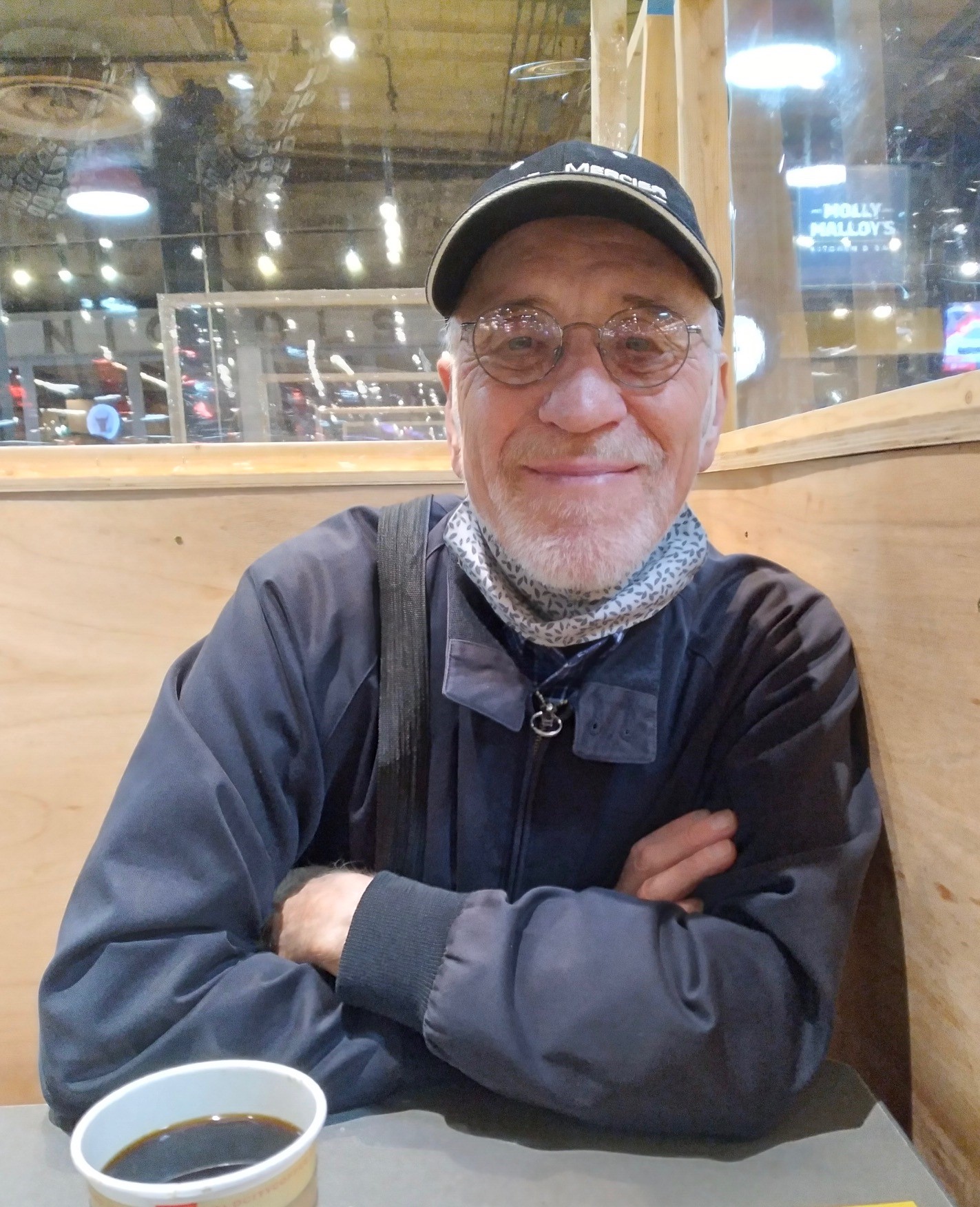 COGAP award winning artist Leendert van der Pool relaxes in a Paris café. COGAP award winning artist Leendert van der Pool relaxes in a Paris café.