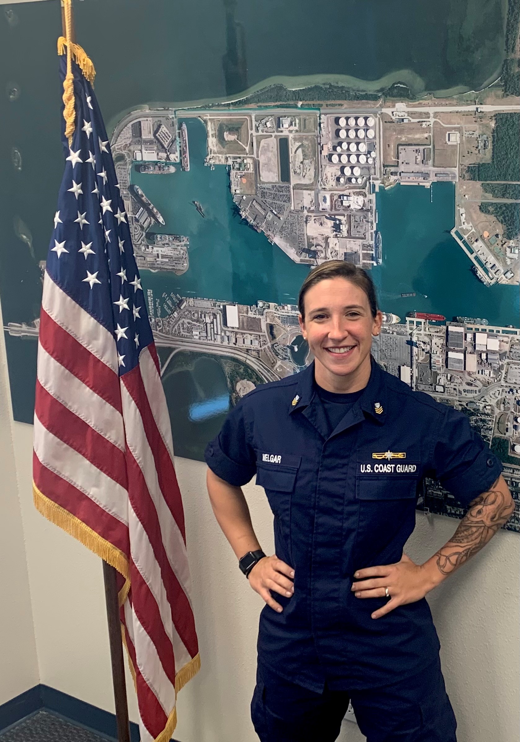 Petty Officer 1st Class Kristin F. Melgar, a marine science technician, of Sector Jacksonville, Florida, received the Douglas A. Munro Inspirational Leadership Award in July 2021. U.S. Coast Guard photo.  