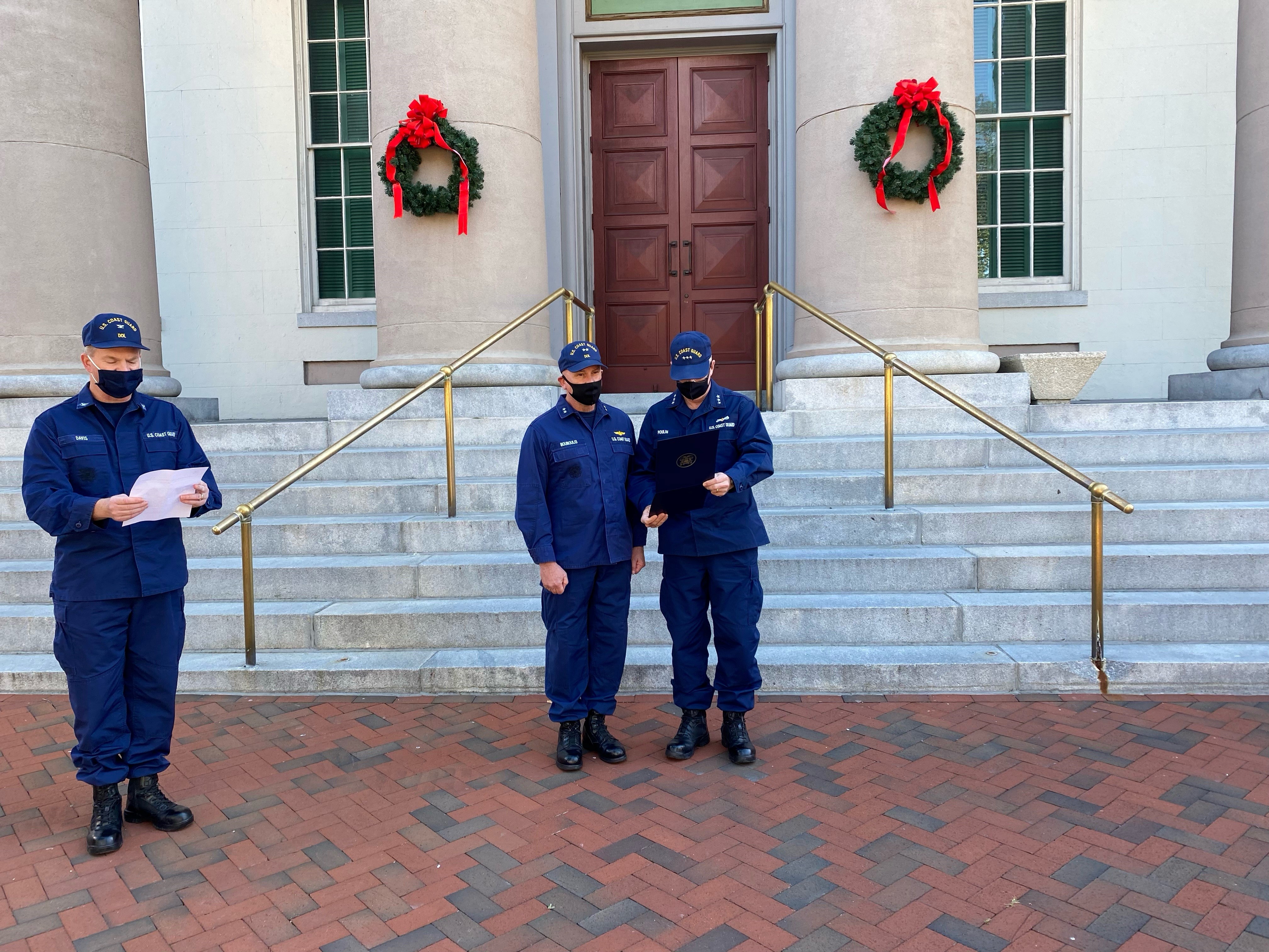 Vice. Adm. Steven Poulin, commander, Atlantic Area, presented the Director of Operational Logistics (DOL) with its first Meritorious Unit Commendation in, Dec. 1, 2020. Members assigned to the DOL from May 2019 and Nov. 2020 received the award acknowledging their consistent and exceptional service toward the Coast Guard's mission. 