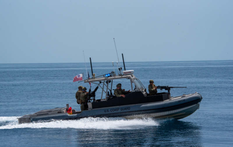 Coast Guard Reserve crews from three Port Security Units and Maritime Expeditionary Security Squadron (MSRON) conduct exercise “Poseidon’s Domain” along the northeast coast of Puerto Rico from April 8-25, 2024. The exercise trained crews from PSUs 305, 307, 309 and MSRON on functions in support of national defense and homeland security missions. (U.S. Coast Guard photo by Petty Officer 3rd Class Jamie Emery)